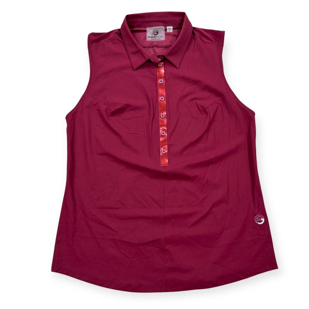 NEW Foray Golf Polo Women's Large New Bordeaux Laser Core 2.0 Sleeveless